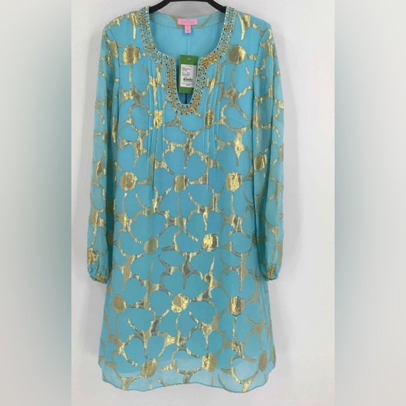 NWT Lilly Pulitzer COLBY Breakwater Blue Long Sleeve Dress - Picture 2 of 6
